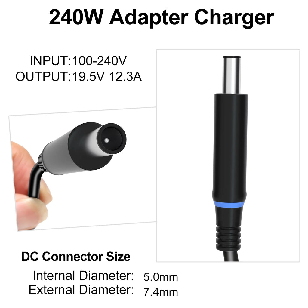 240W 180W AC Adapter Laptop Charger for Dell Alienware 17 15 13 R1 R2 R3 R4 R5 M15 M17 M17x x51,Precision 7710 7540 M6400 M6500 M4300 Dell G3 G5 G7 Series Power Supply Cord