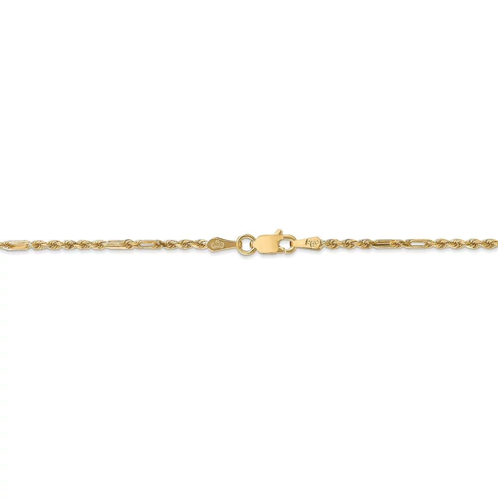 Real 14kt Yellow Gold 1.8mm Diamond Cut Milano Rope Chain Chain Bracelet; 7 inch; for Adults and Teens; for Feminine and Men
