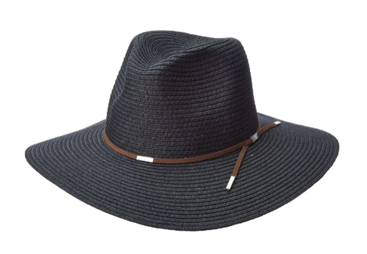 Scala TSCLP249-BLK Braid Safari Hat with Faux Suede Trim- Black. One Dimensions