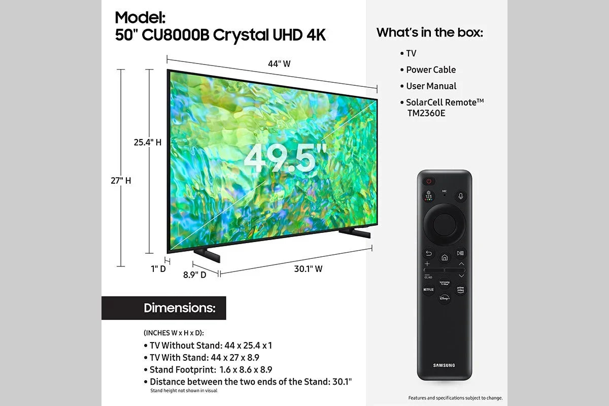 Ruby SAMSUNG 50" Class CU8000 Crystal UHD 4K Smart TV UN50CU8000FXZA (Refurbished)
