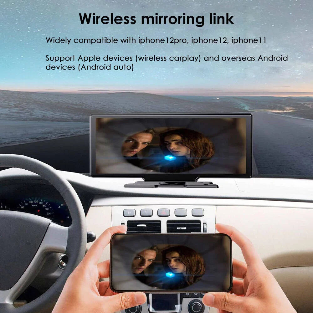 JLLOM 10.26inch 1080P Touch Screen 2K Dash Cam Car Wireless CarPlay Android Auto USA