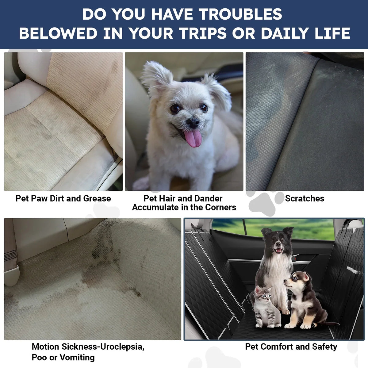 Dog Car Seat Cover for Back Seat, Waterproof Pet Seat Cover 600D Scratch-Proof Dog Seat Cover for Truck, Vehicle SUV, Tesla, Machine Washable,Color Black