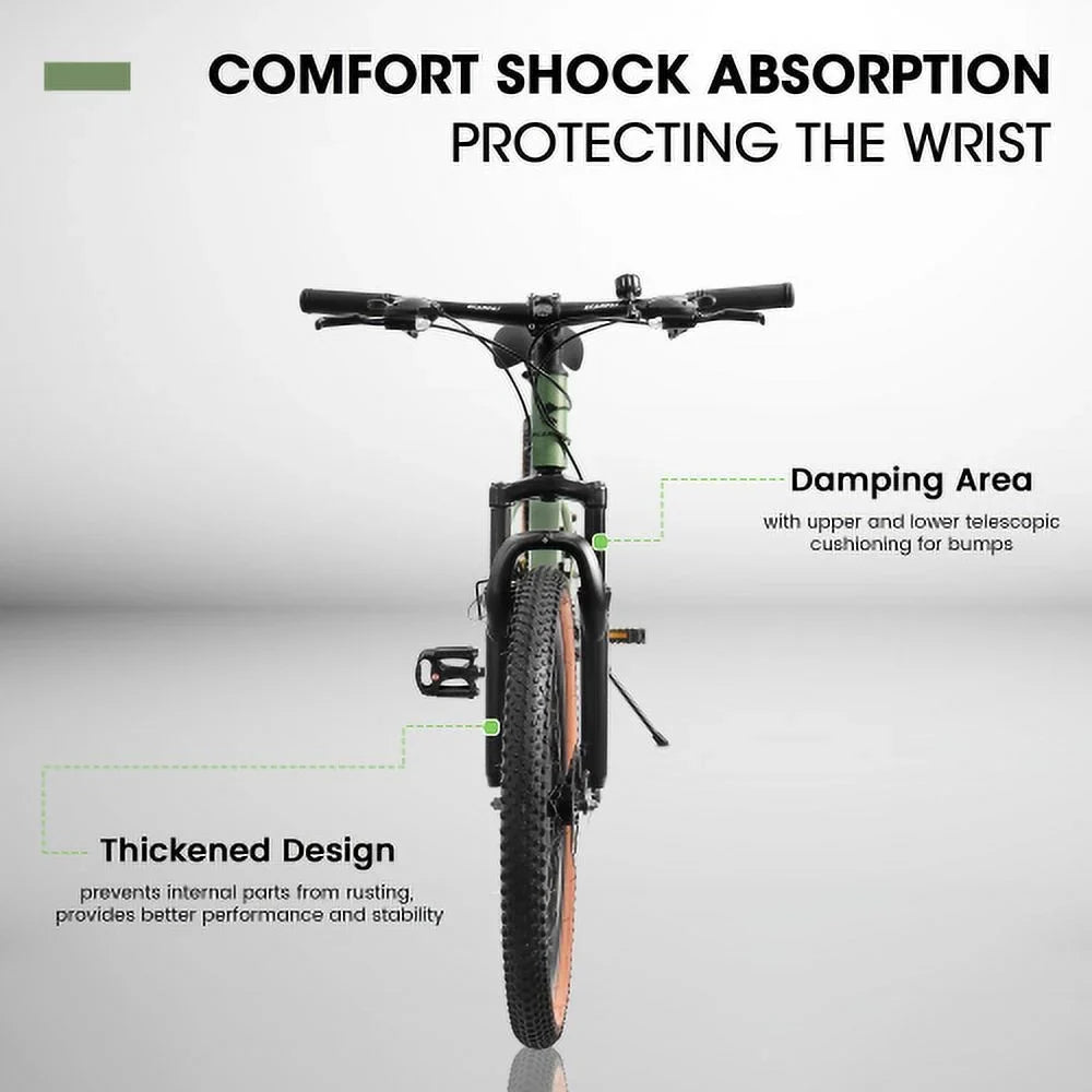A24301 Ecarpat Mountain Bike 24 Inch Wheels, 21-Speed Mens Feminine Trail Commuter City Mountain Bike, Carbon steel Frame Disc Brakes Thumb Shifter Front Fork Bicycles