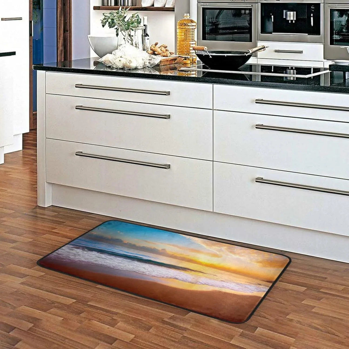 Wellsay Summer Beach Sunset-1 Kitchen Rug Mat Anti-Fatigue Comfort Floor Mat Waterproof Non Slip Washable Kitchen Rug for Kitchen Washroom Bedroom Sink 39 x 20 inch