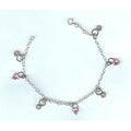 Designer Jewelry Sterling Silver & Fuchsia CZ Charm Bracelet