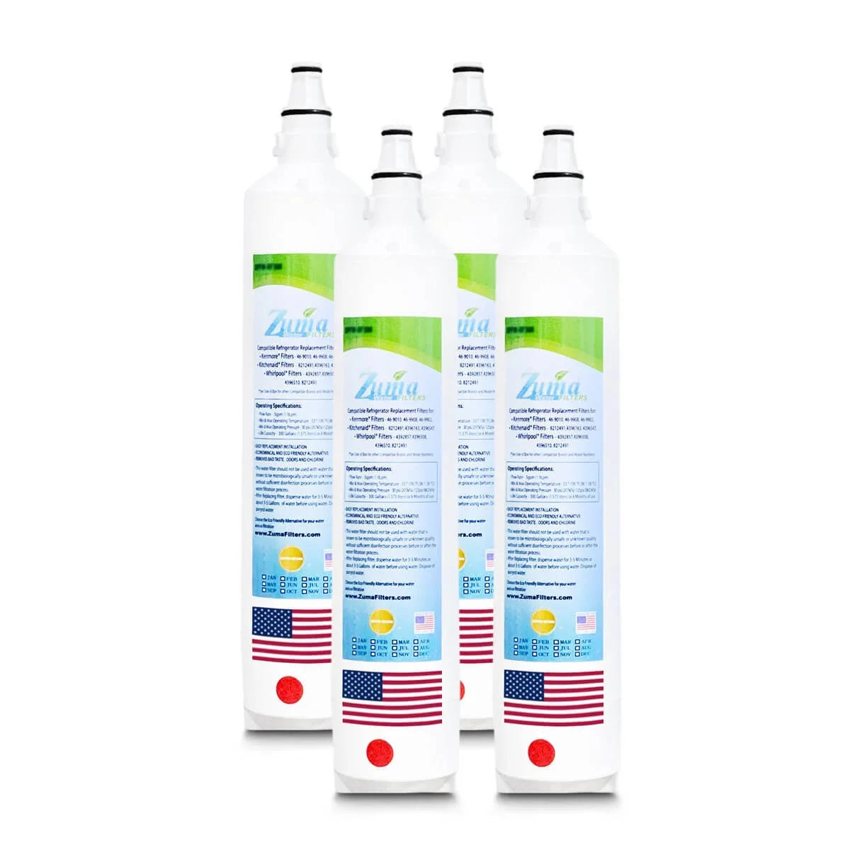 ZUMA Brand , Water Filters , Model # ZWFZ1-RF750 , Compatible with Subzero® 648PROG - 4 Pack - Made in U.S.A.