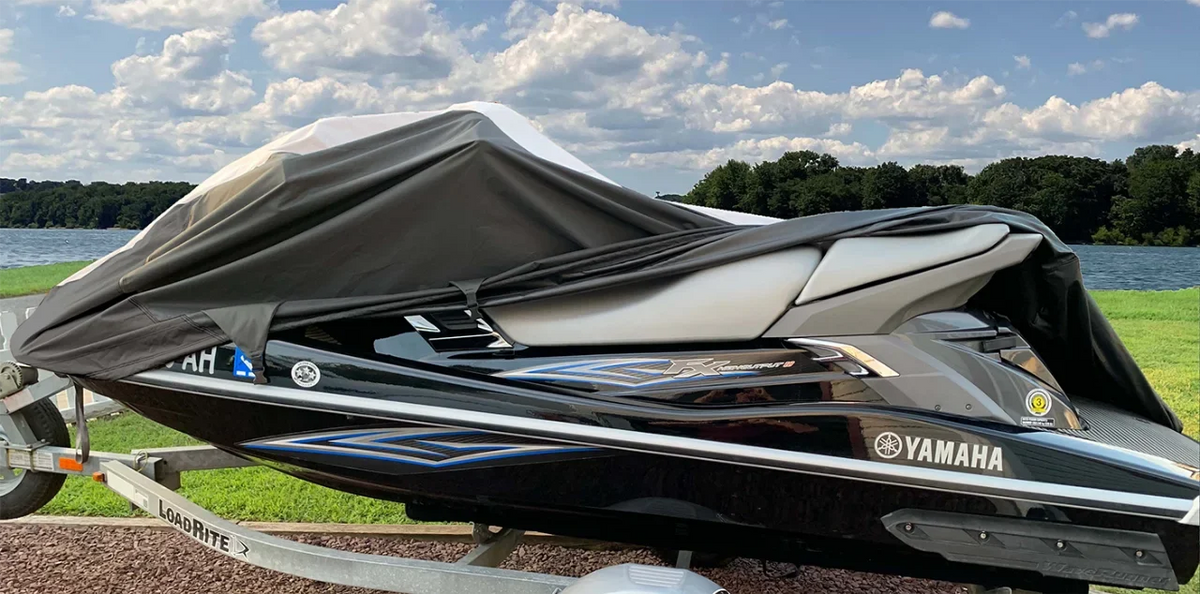 SUPER HEAVY-DUTY PWC JetSki Cover Compatible for KAWASAKI Jet Ski ZXI 900 1100 750 1995-2003 PWC Cover Jet Ski Watercraft Cover Black/Grey 2 Seater