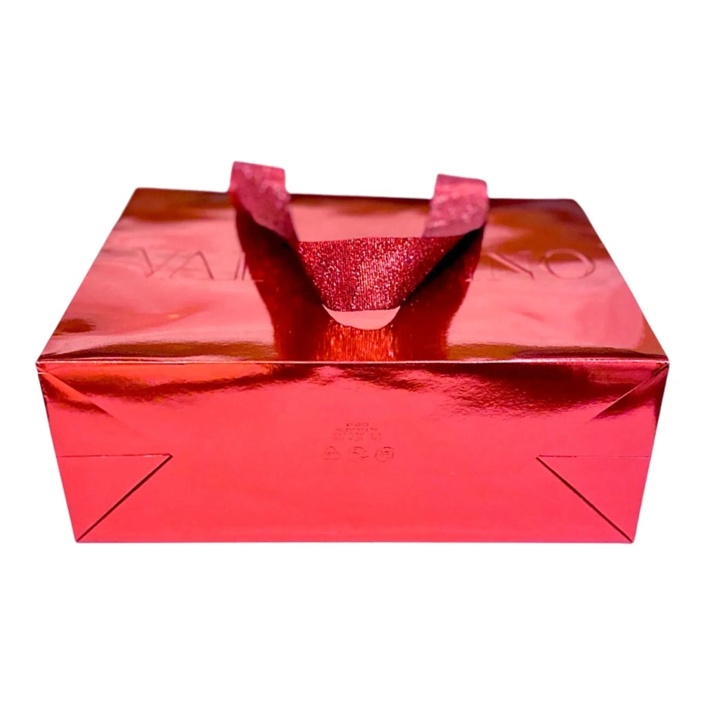 Valentino Shopping Gift Bag Ruby Metallic Paper Designer Logo Small
