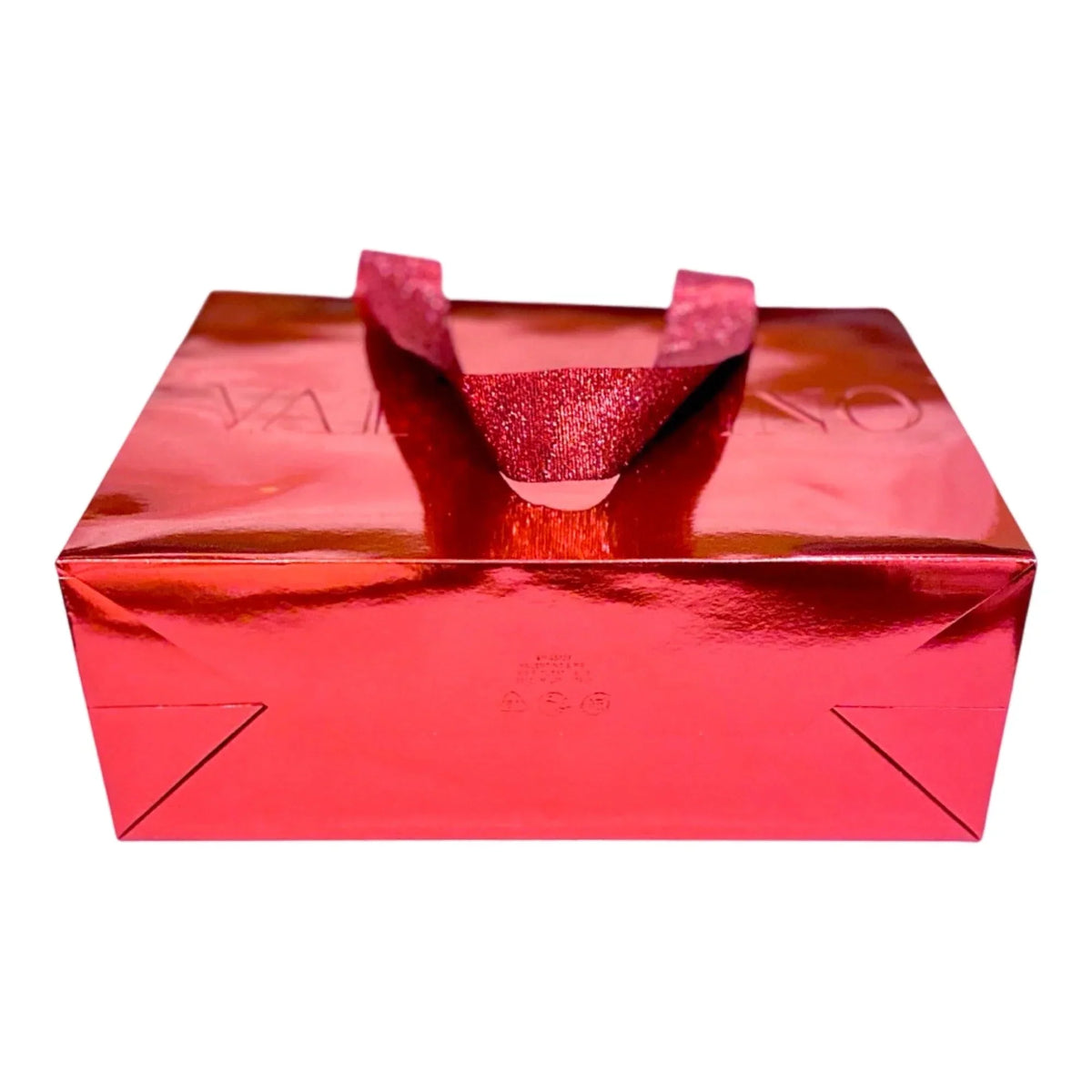 Valentino Shopping Gift Bag Ruby Metallic Paper Designer Logo Small