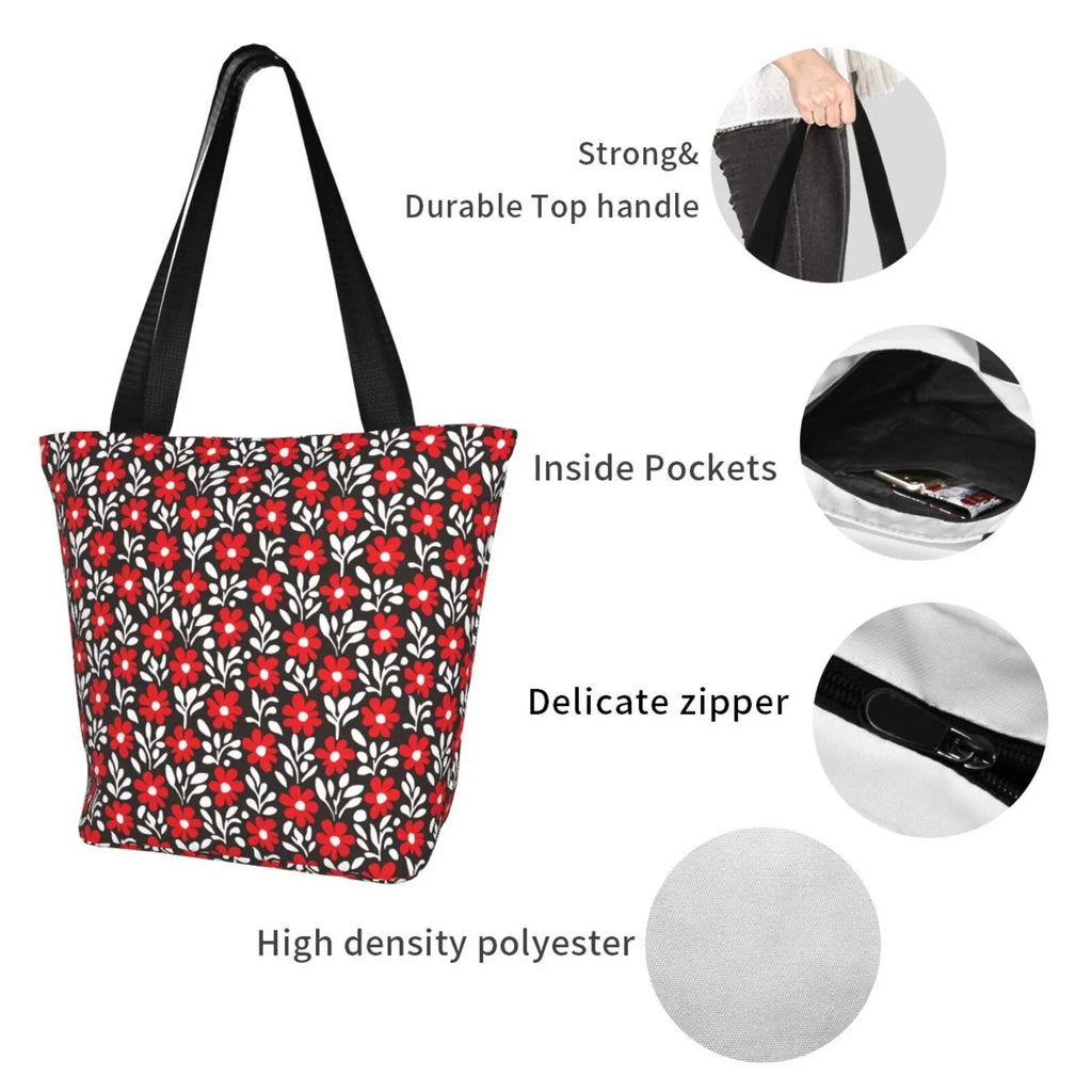 Lukts Crimson Floral Tote Bag,Shoulder Bag Female Hobos Handbags Large Capacity Shopping Bag