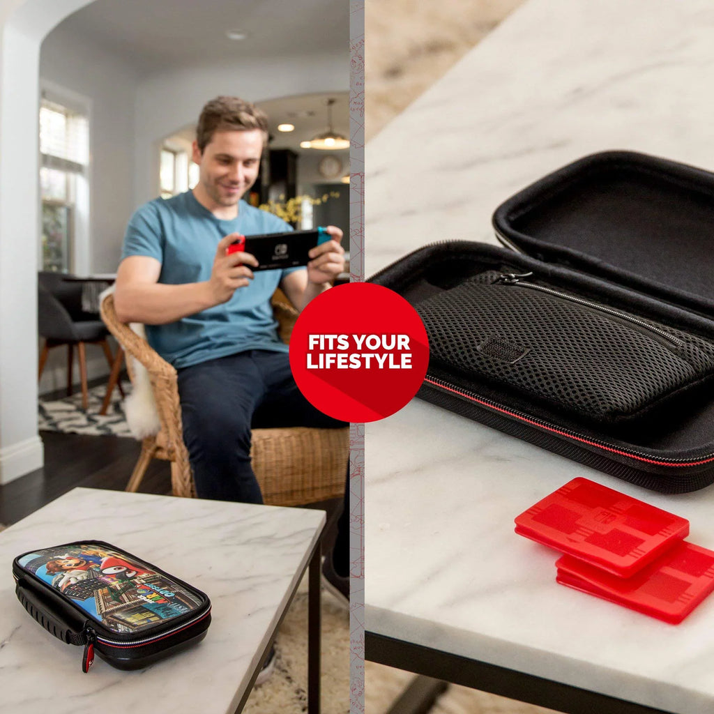 Nintendo Switch Odyssey Bundle: Ruby and Blue Joy-Con Improved Battery Life 32GB Console,Super Mario Odyssey Game Disc and Odyssey Deluxe Travel Case