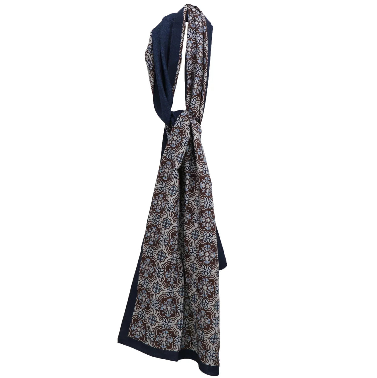 Borrelli Men's Brown / Blue Snowflake Lana Wool Scarf Scarves & Wrap - One Proportion