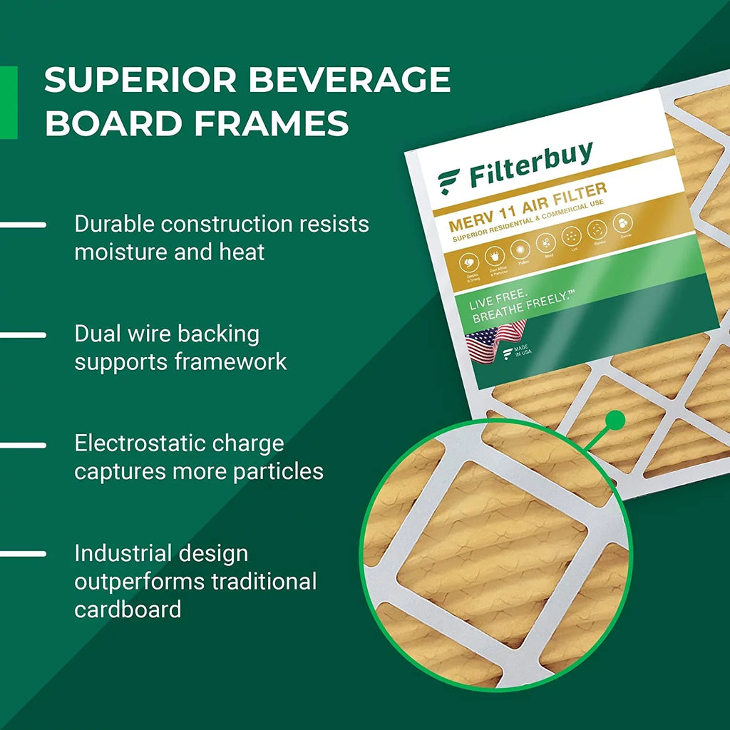 Filterbuy 15x15x2 MERV 11 Pleated HVAC AC Furnace Air Filters (4-Pack)