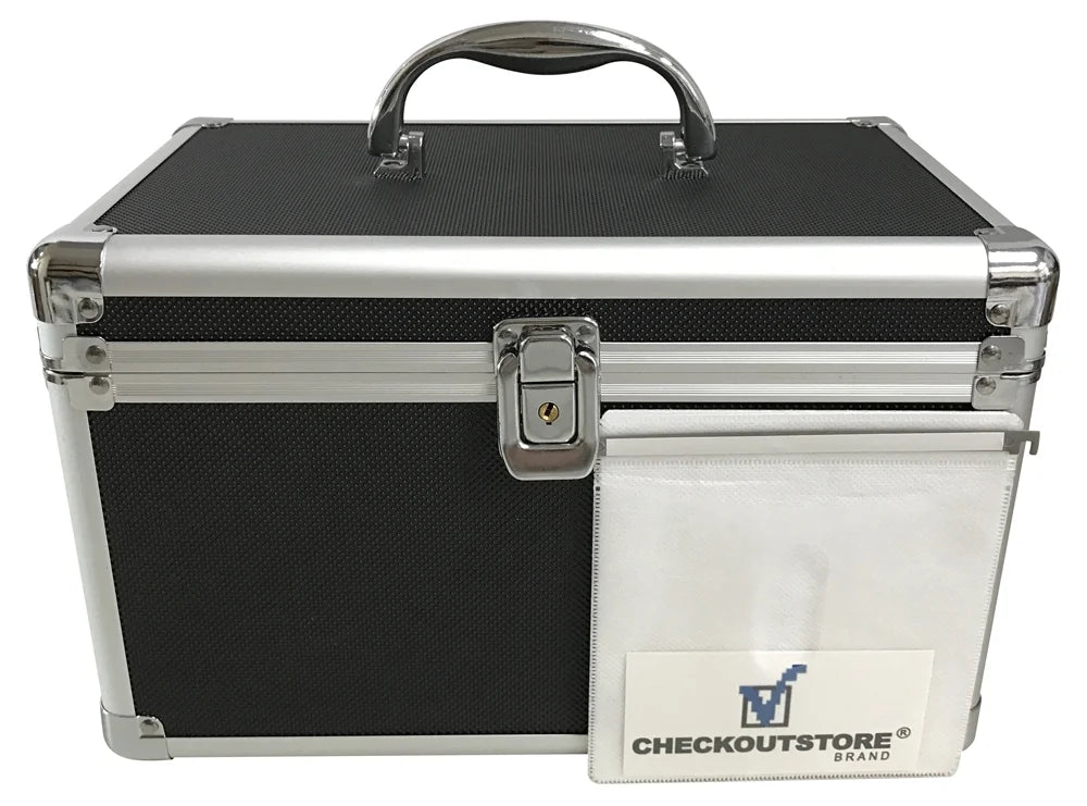 CheckOutStore Black Aluminum CD/DVD Hanging Sleeves Storage Box (Holds 200 Discs)
