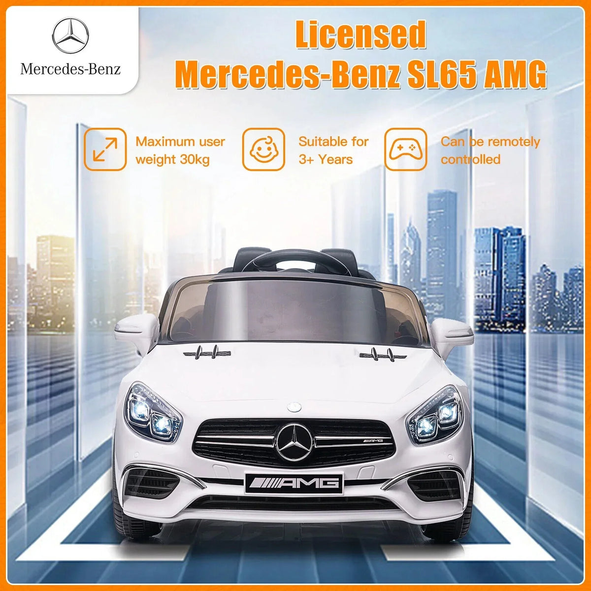 Mercedes-Benz Licensed Electric Kids Ride-On Car - 12V Battery Crimson Vehicle