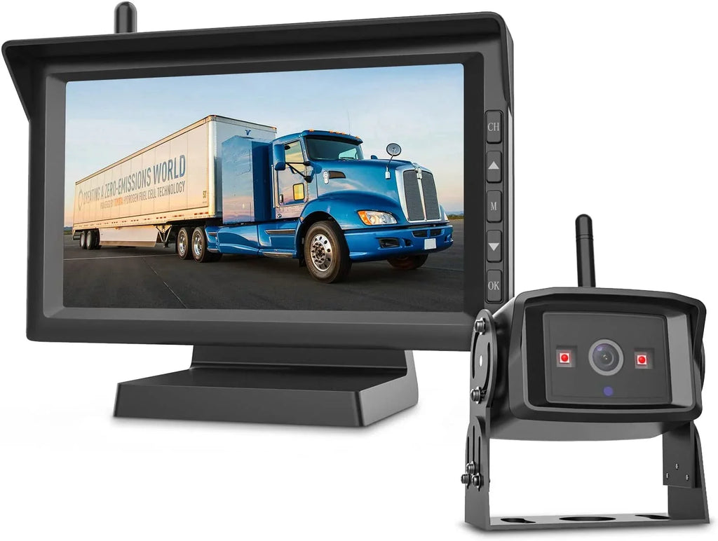 Boscam Wireless RV Backup Camera Support 2 Cameras, Reverse Camera with 7" HD Monitor Split Screen, IR Night Vision Waterproof Back up Camera Systems for Truck/Trailer Pickup/Van (K10)