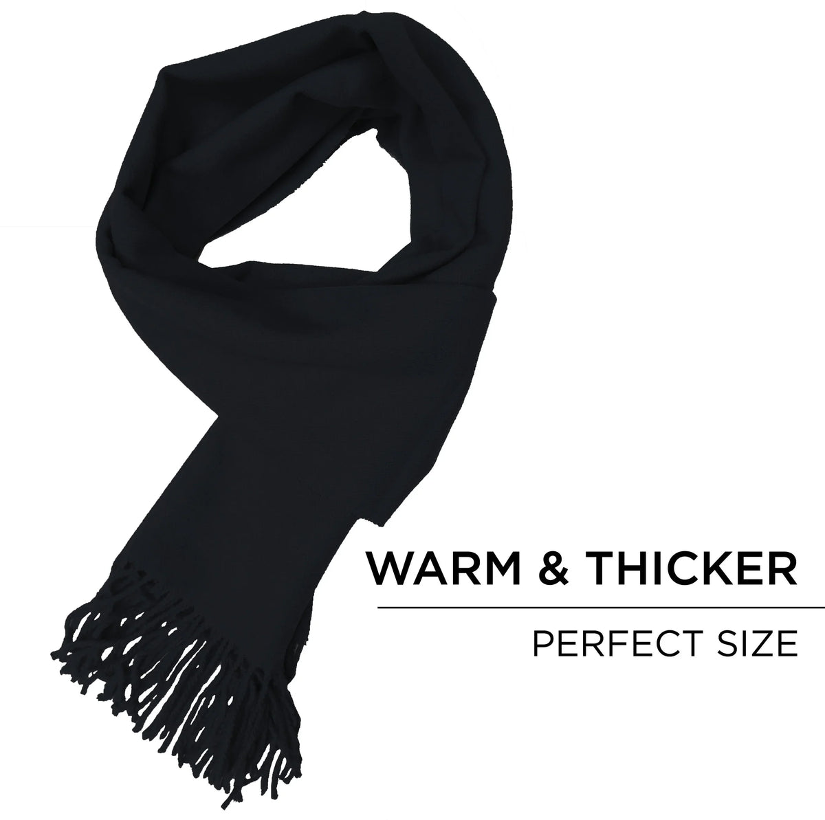 Calvin Olivia Cashmere Feel Scarf Soft Winter Ombre Nova Buffalo Tartan Tweed Houndstooth Plaid Chic Gift for Men Girls Black
