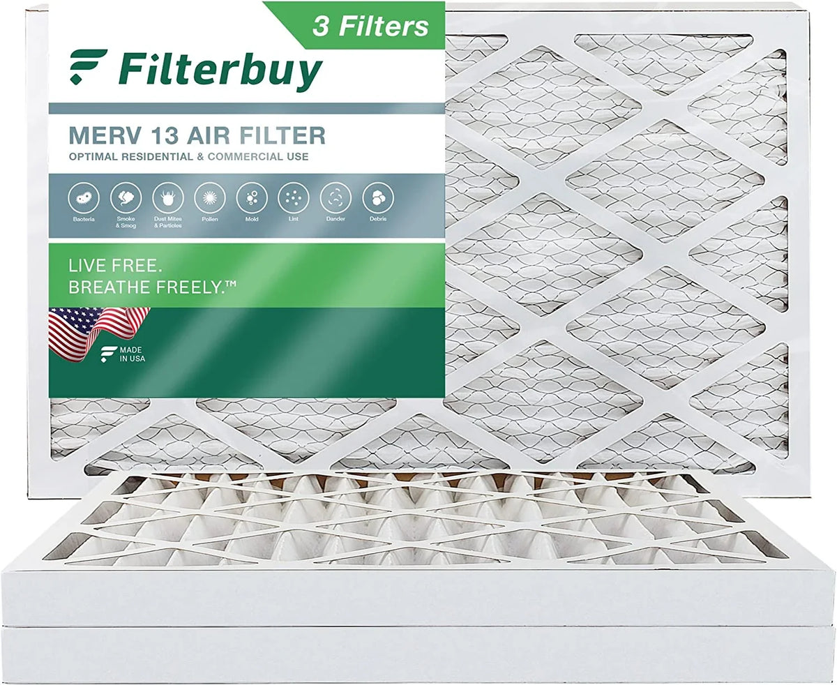 Filterbuy 16x36x2 MERV 13 Pleated HVAC AC Furnace Air Filters (3-Pack)