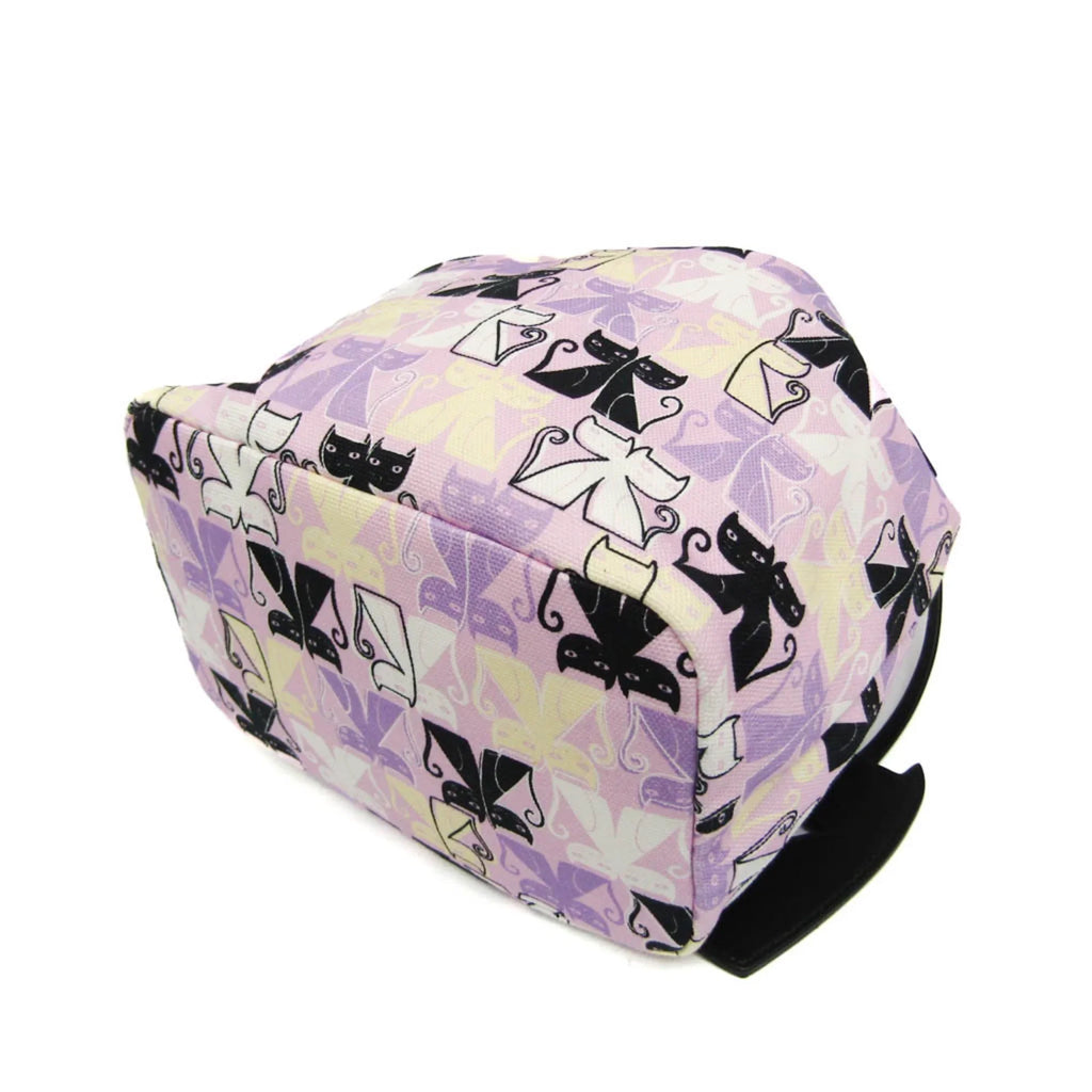 Pre-Owned Miu Miu CANAPA CATS Drawstring Bag 5RM014 Ladies Leather,Cotton Pouch Black,Light Purple,Multi-color (Good)