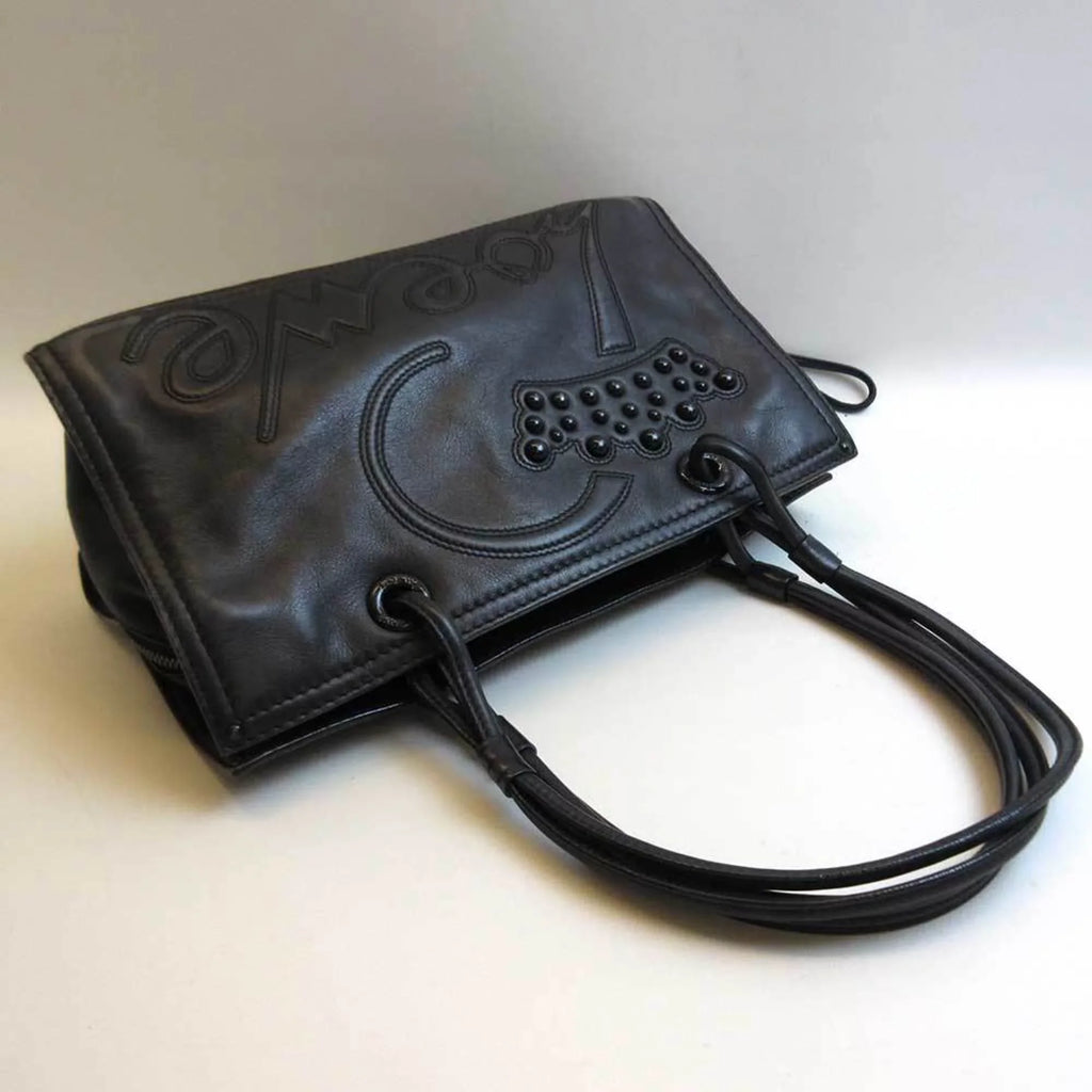 Pre-Owned Loewe Bag Shopper Tote Black Semi-shoulder Girls Leather (Good)
