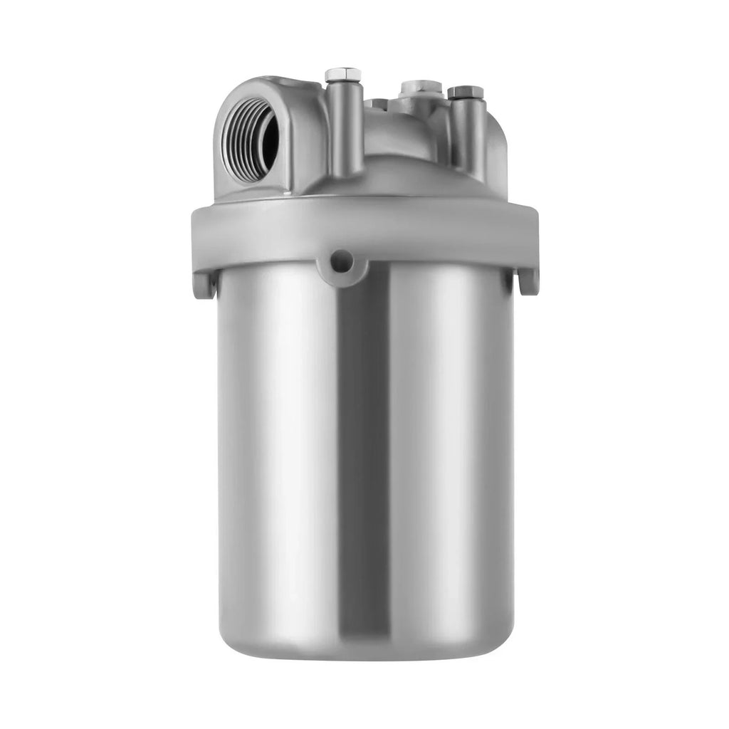 Miumaeov Stainless Steel Water Filter Housing Heavy Duty Silver Water Filter Shell 5 inch Filter 3/4 inch NPT Inlet and Outlet Stainless Steel Water Filter Shell with Bracket and Wrench Pin