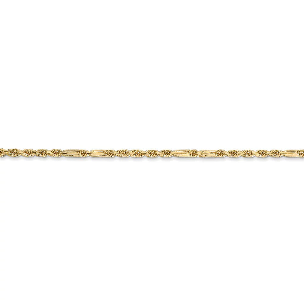 Real 14kt Yellow Gold 1.8mm Diamond Cut Milano Rope Chain Chain Bracelet; 7 inch; for Adults and Teens; for Feminine and Men