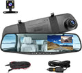 Mirror Dash Cam for Car, 4.3" Backup Smart Rearview Mirror Camera, Waterproof HD 1080P Front and Rear Wide Angle,