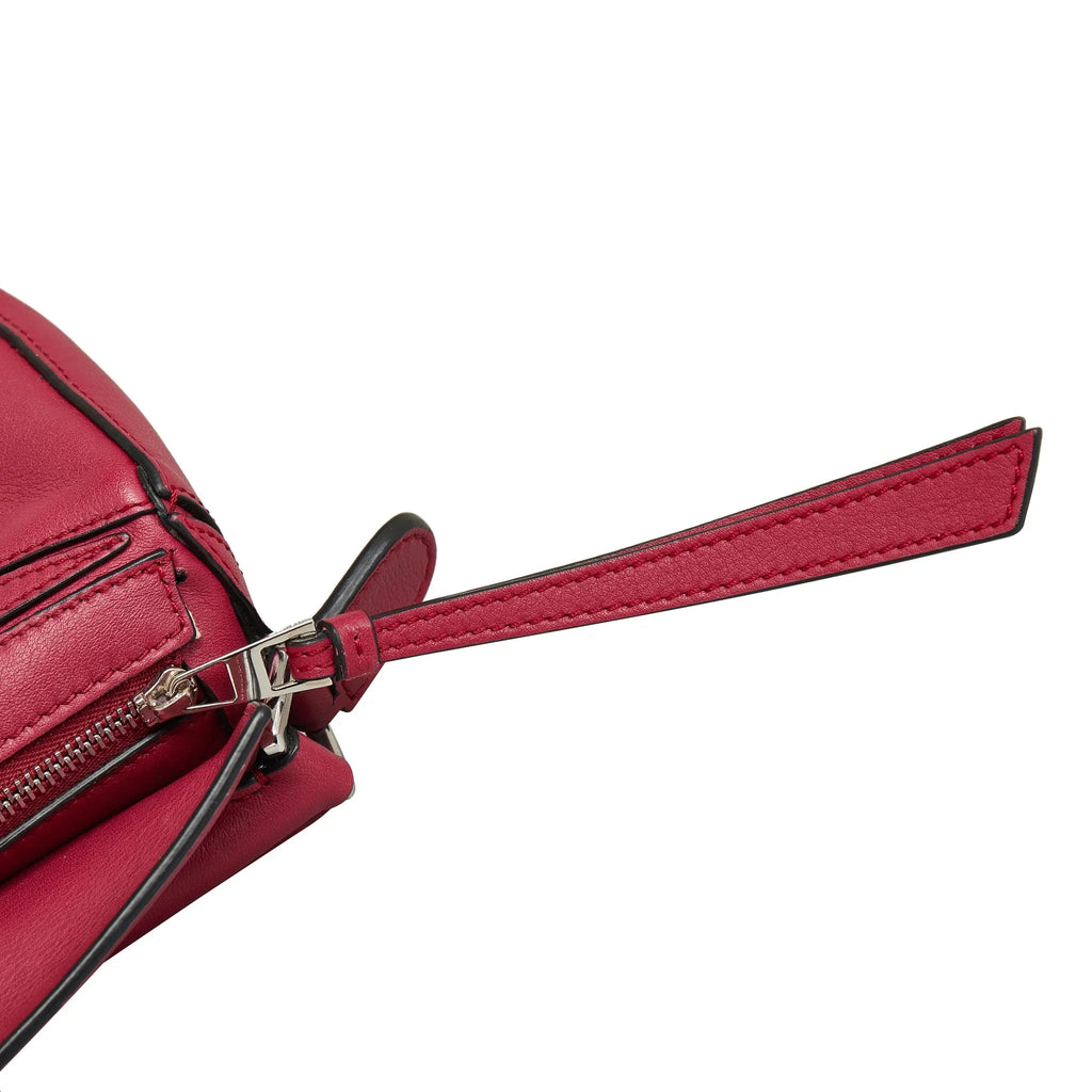 Pre-Owned Authenticated LOEWE Mini Puzzle Satchel Calf Leather Burgundy Unisex (Good)