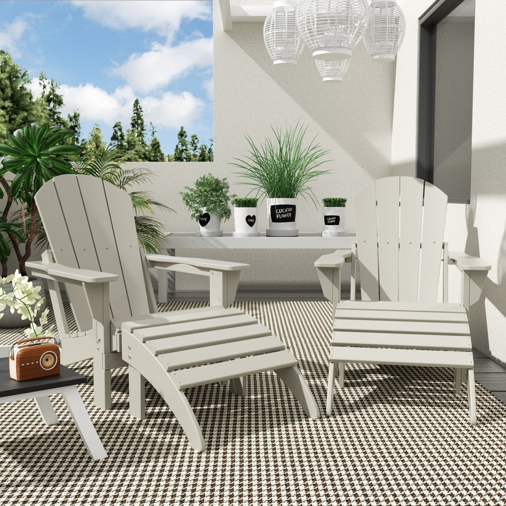 Polytrends Laguna All Weather Poly Outdoor Patio Adirondack Chair Conversation Set - (4-Piece) Sand