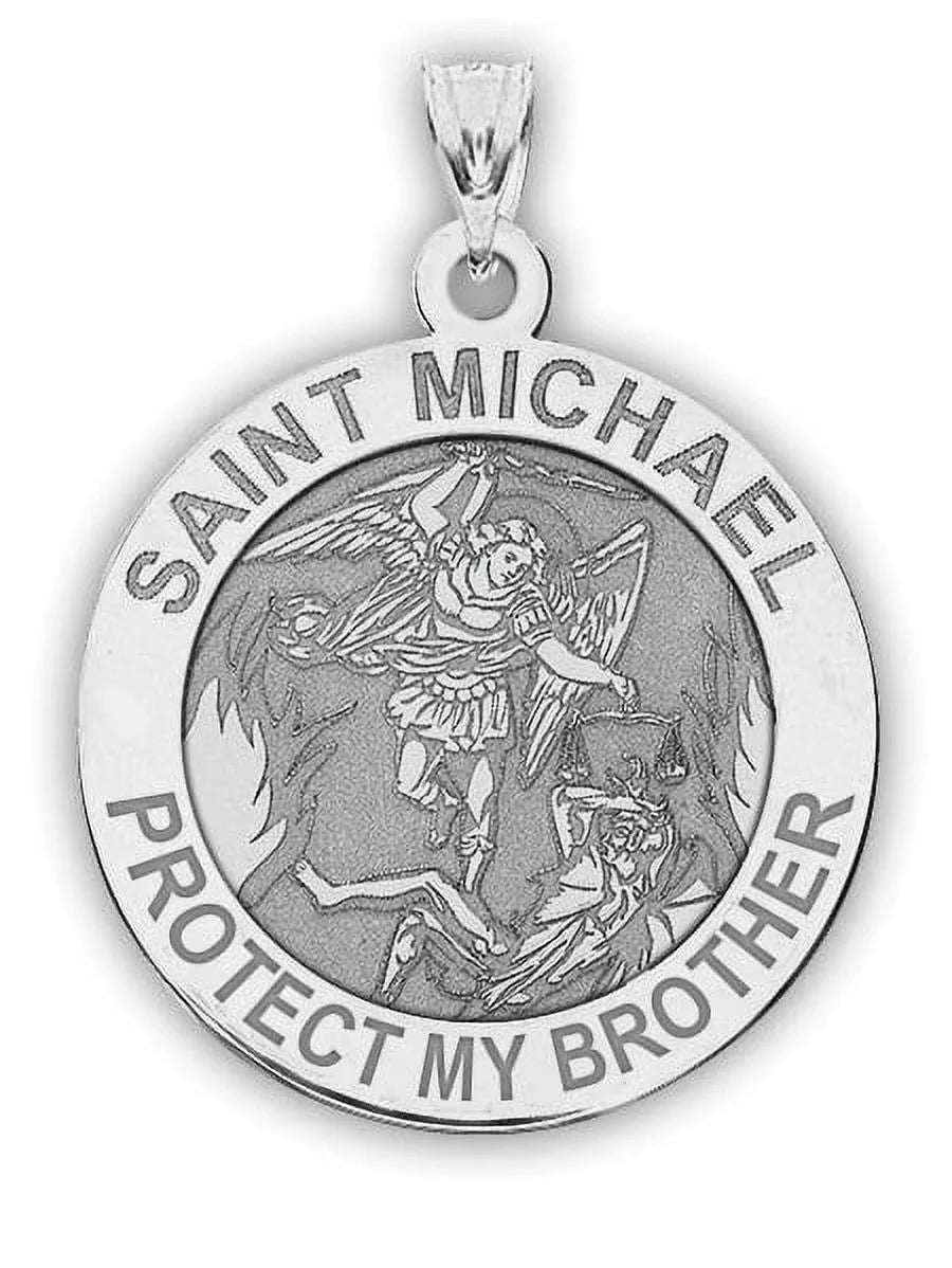 Saint Michael - Protect My Brother - Religious Medal - 3/4 Inch Fit of a Nickel in Sterling Silver