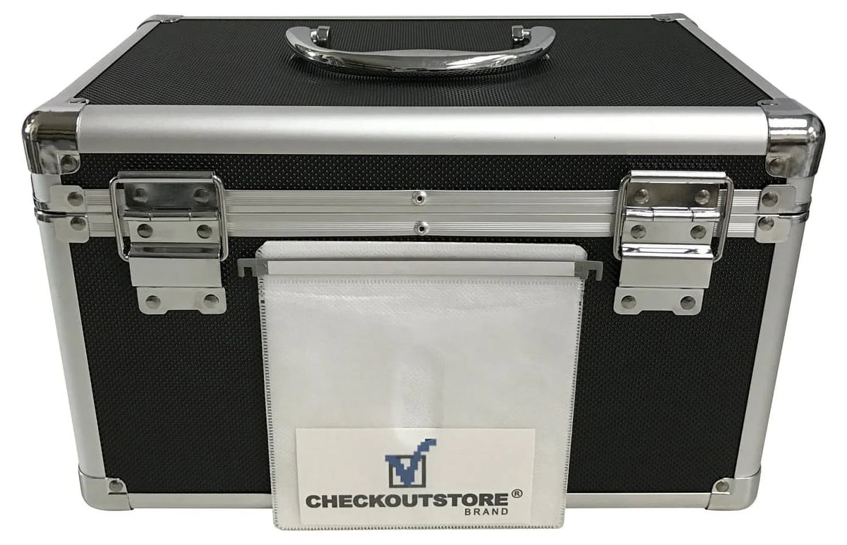CheckOutStore Black Aluminum CD/DVD Hanging Sleeves Storage Box (Holds 200 Discs)