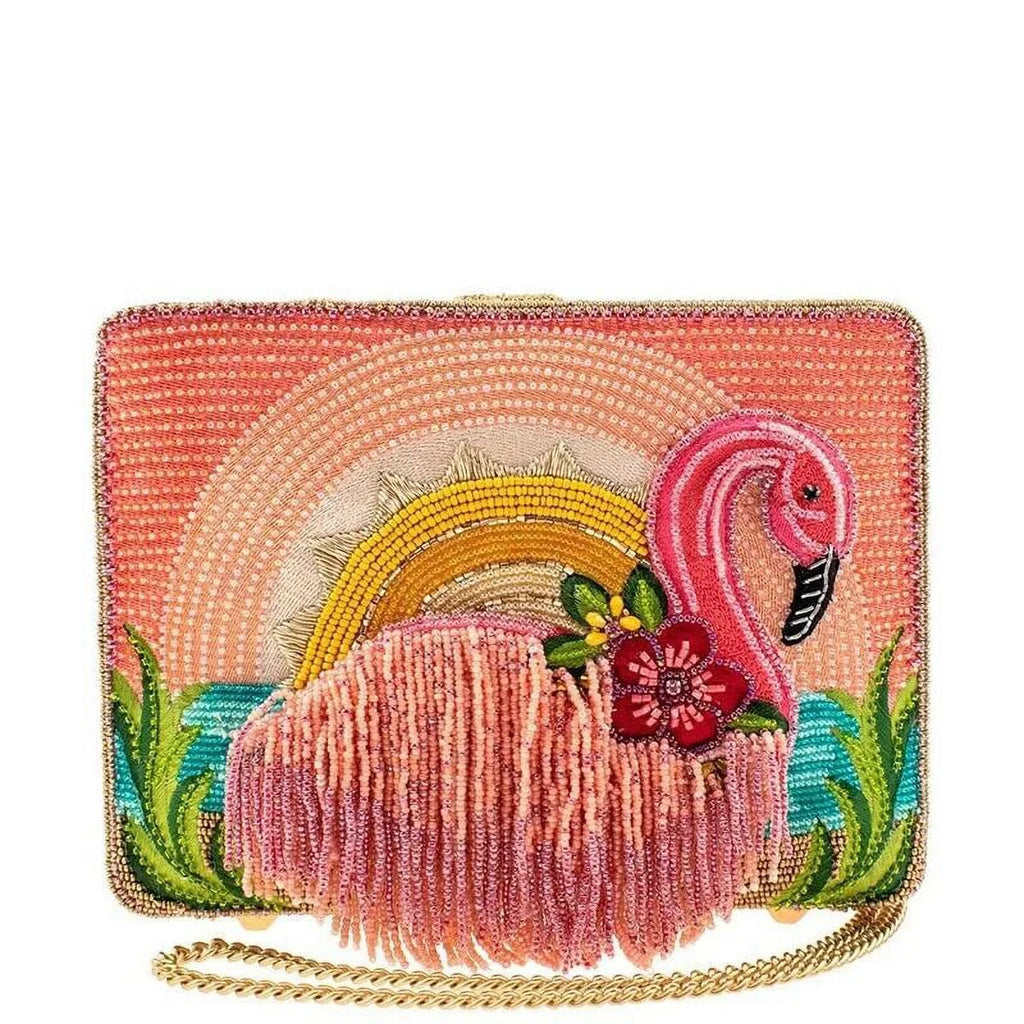 Mary Frances Rose Tropics Beaded Crossbody Flamingo Handbag Multi Bag New