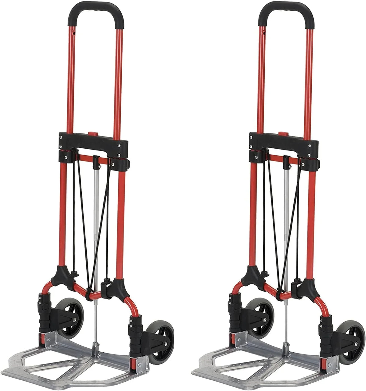 Personal 160Lb Capacity MCI Folding Steel Luggage Hand Truck Cart W/Telescoping Handle, Silver/Black (4 Pack)