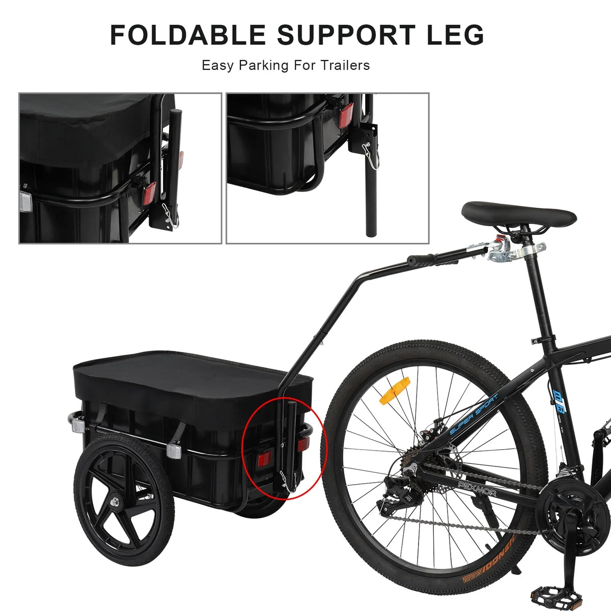 PEXMOR Bike Cargo Trailer, Bicycle Wagon Trailer W/Universal Coupler & Waterproof Cover