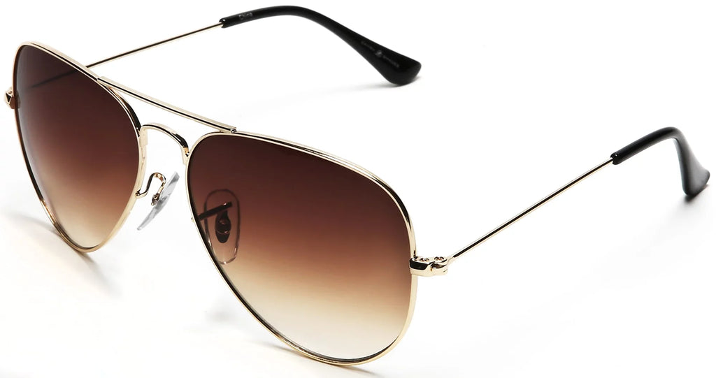 Samba Shades Unisex Classic Aviator Sunglasses Brown Frame Brown Lens - Glen & Ivy Sky Crimson