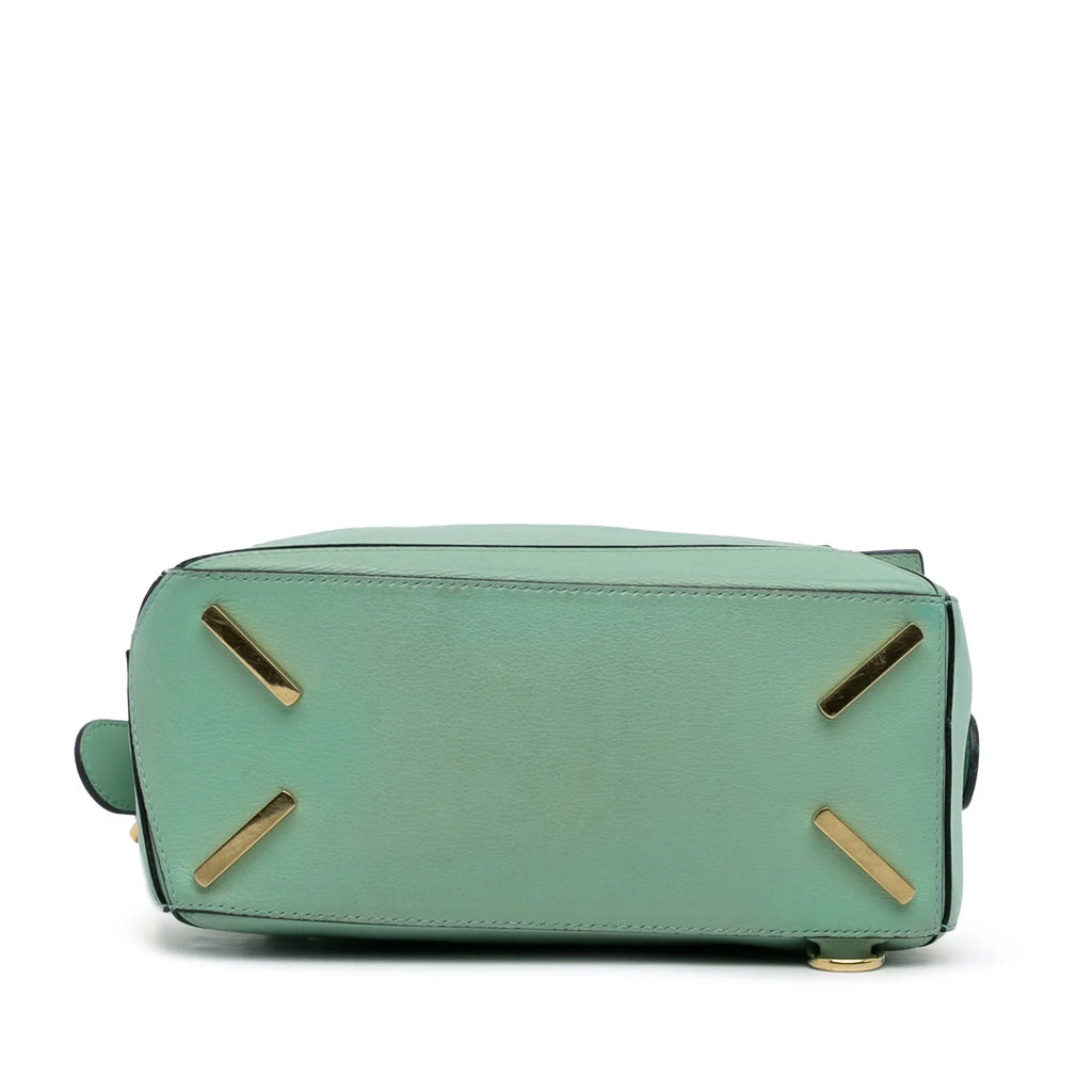 Pre-Owned Authenticated LOEWE Small Puzzle Satchel Calf Leather Green Unisex (Good)