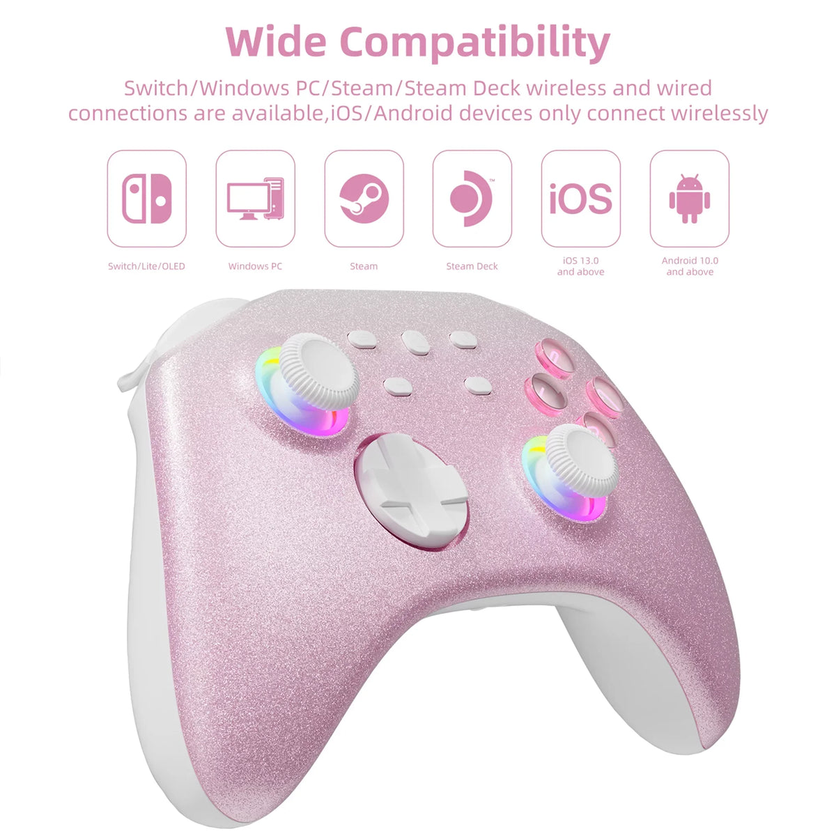 Pokémon Violet Game Disc and Upgraded Switch Pro Controller for Nintendo Switch/OLED/Lite, Wireless Switch Remote for PC/IOS/Android/Steam Blush