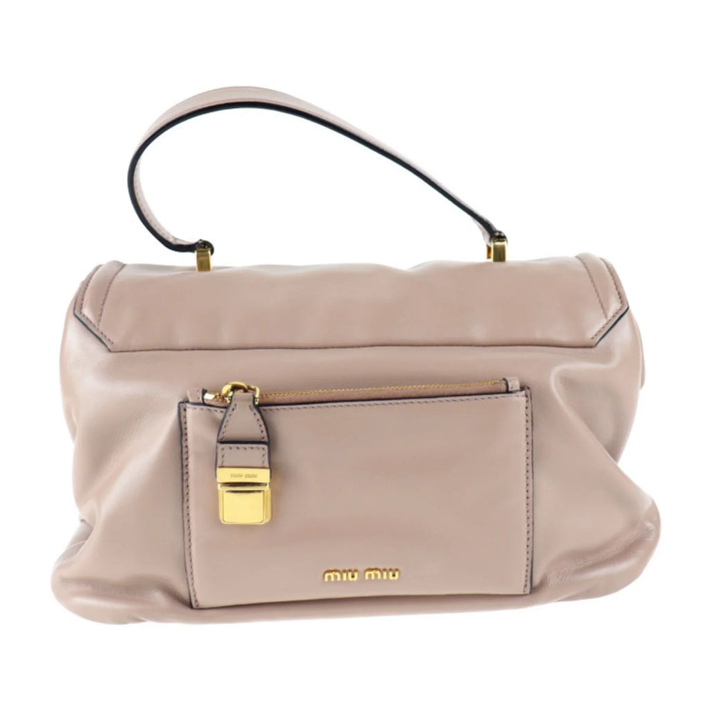 Pre-Owned Miu Miu MIUMIU handbag RN1079 leather CAMMEO Blush beige 2WAY (Good)
