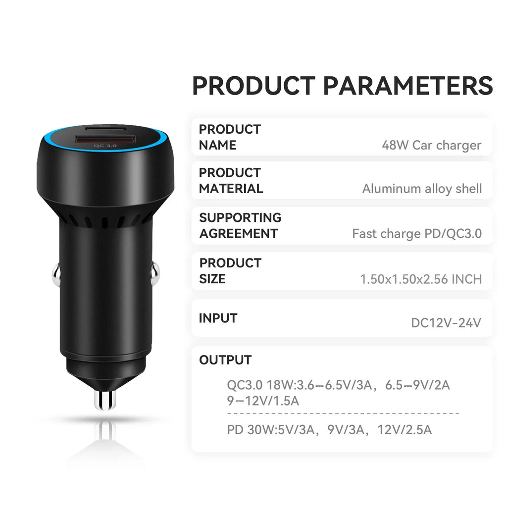 Super Fast USB-C Charging Adapter QC3.0 PD Car Charger for DJI Mini 2/Mini 3 Pro