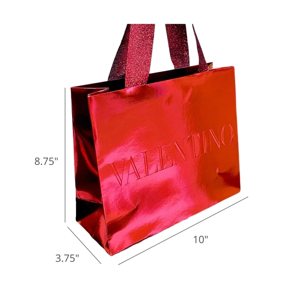 Valentino Shopping Gift Bag Ruby Metallic Paper Designer Logo Small