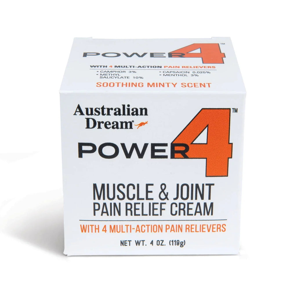 Power 4 - Muscle and Joint Pain Relief Cream - Powerful Topical Pain Relief Cream with Warming & Cooling Sensations - 4oz Jar - By Australian Dream