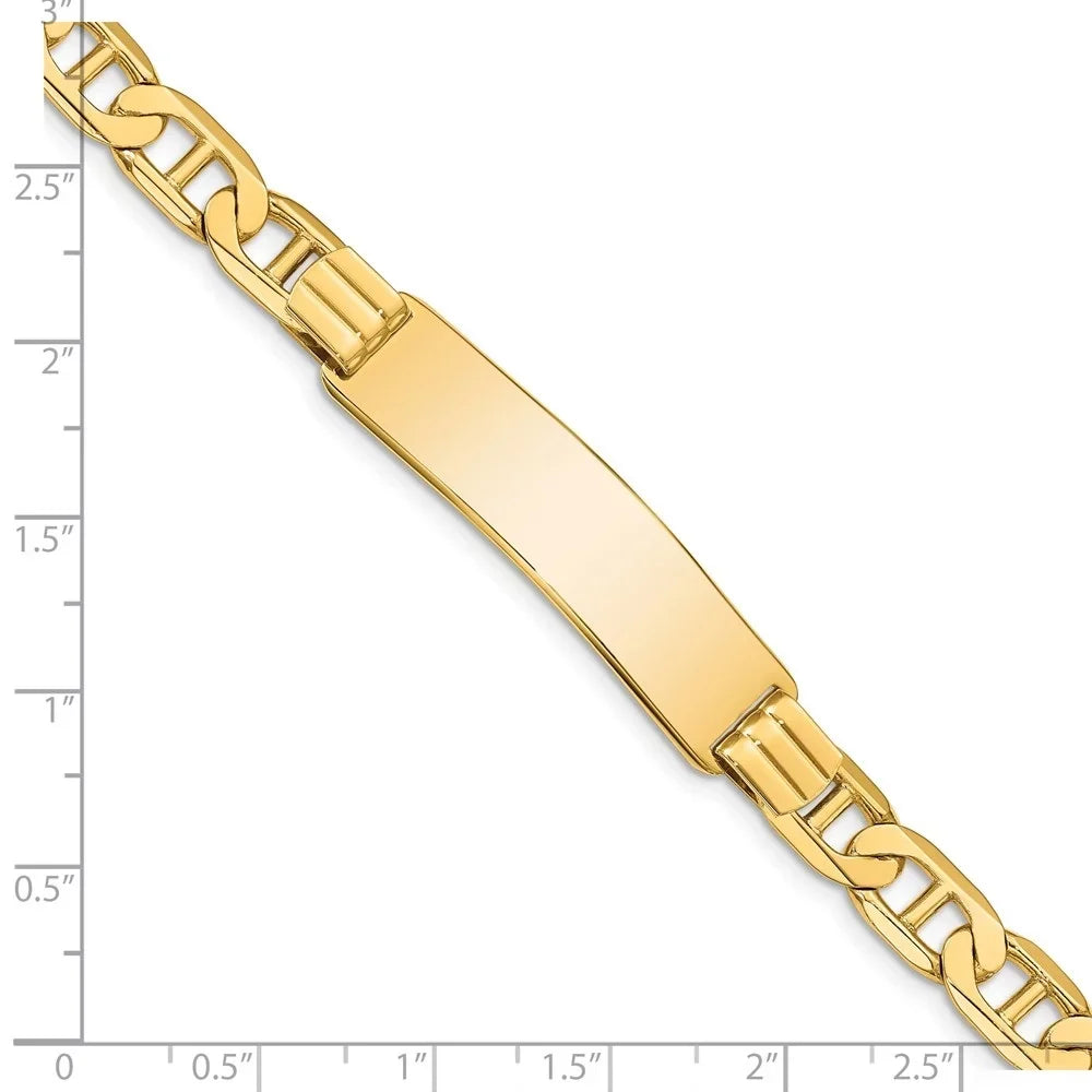 Auriga Fine Jewelry 14K Yellow Gold Anchor Link Id Bracelet 8 inch for Girls
