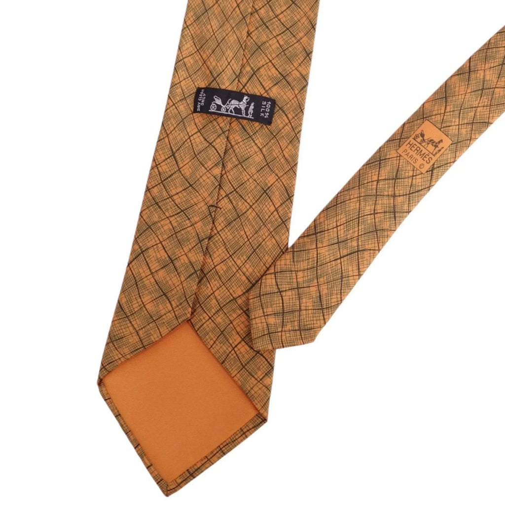 Pre-Owned Hermes HERMES tie silk twill 100% men's orange (Good)