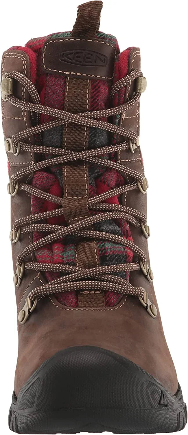 KEEN Greta Insulated Waterproof Boots for Ladies - Dark Burgundy Plaid - 7.5M