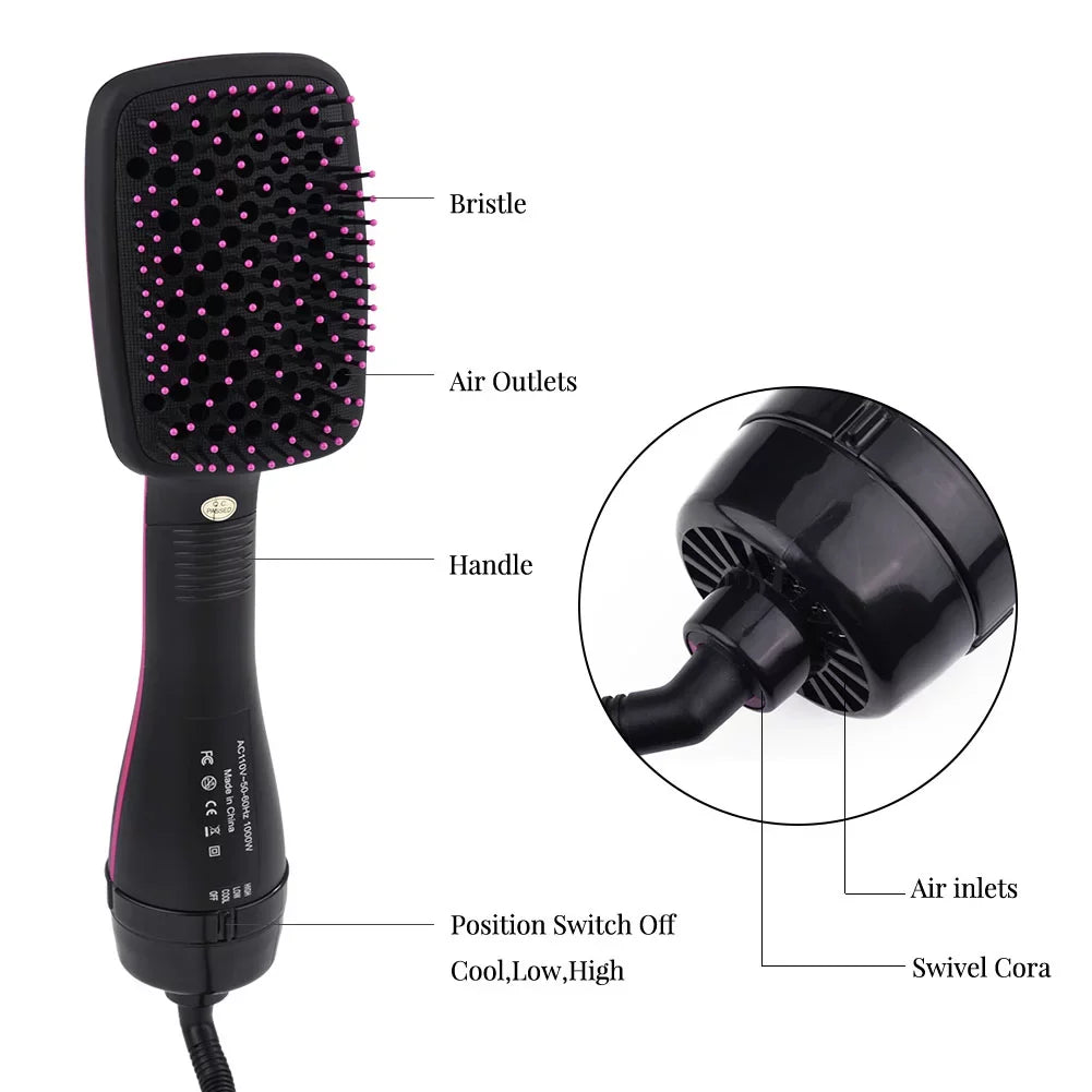 2 In 1 Multifunctional Anion Hair Dryer Brush Comb Styler Frock Tool, Hair Blow Dryer, Paddle Brush