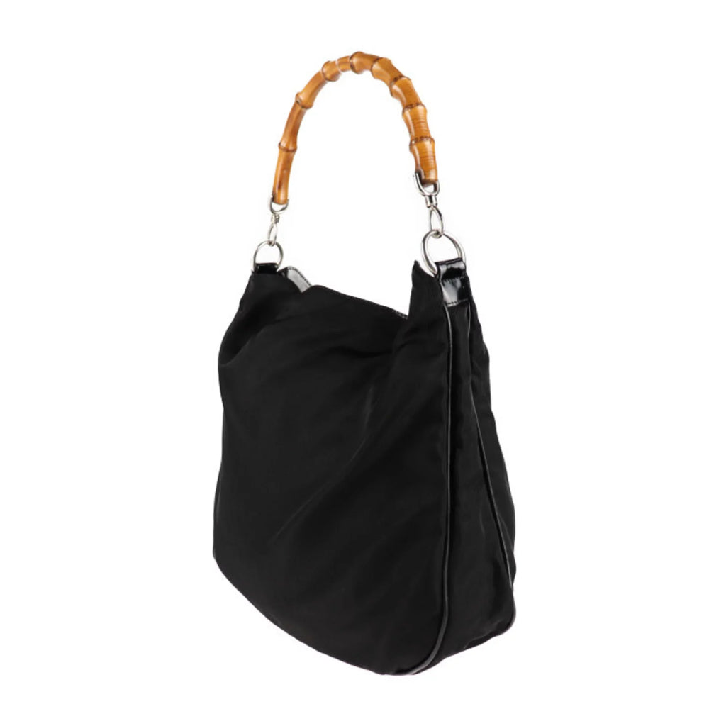 Pre-Owned GUCCI Gucci bamboo tote bag 001/1705/1577 canvas black handbag (Good)