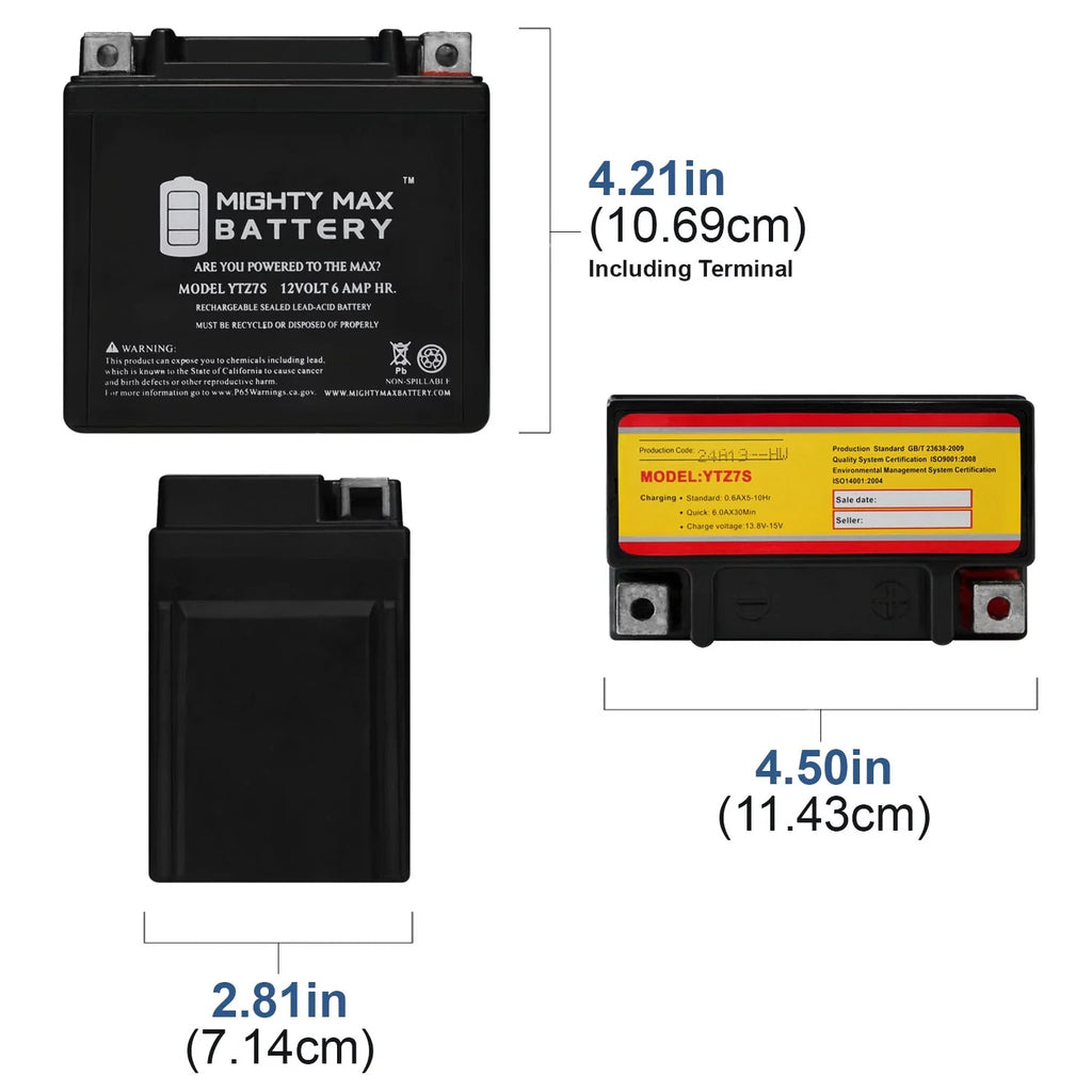 YTZ7S 12V 6AH Battery Replacement for BMW 1000 S1000RR 2014-2016