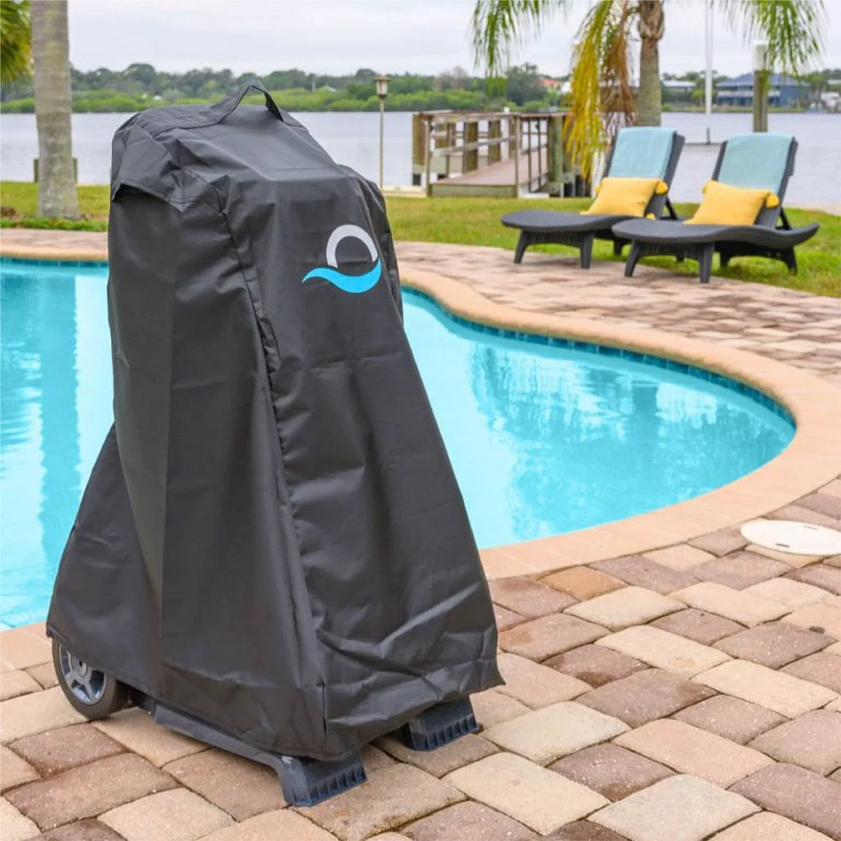 Dolphin Explorer E30 Automatic Robotic Pool Cleaner with Universal Caddy and Classic Caddy Cover, Ideal for In-Ground Swimming Pools up to 50 Feet