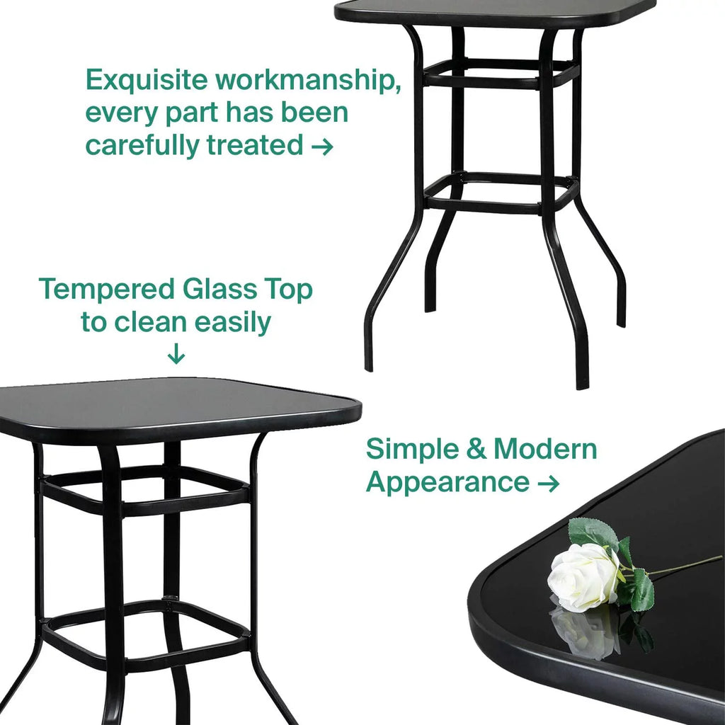 Nikias Sturdy Solid Glass Bar Table For Poolside Party