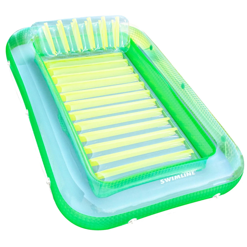 SWIMLINE Original Suntan Tub Classic Edition Inflatable Floating Lounger Green and Yellow Tanning Pool Hybrid Lounge